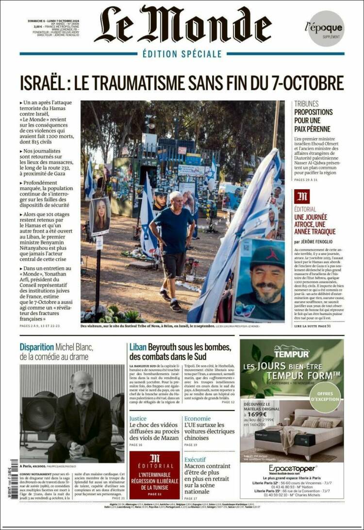 Portada de Le Monde (Francia)