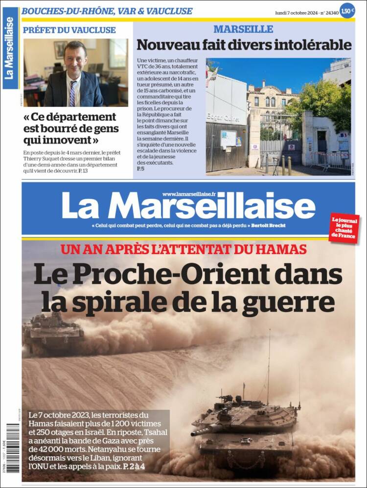 Portada de La Marseillaise (Francia)