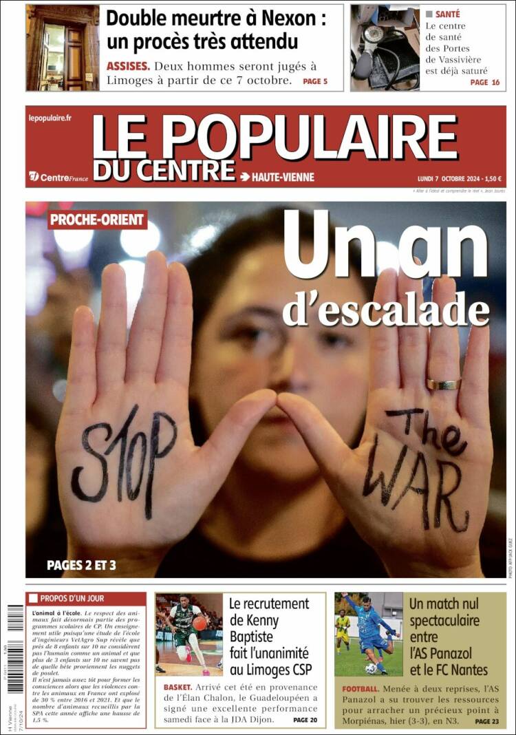 Portada de Le Populaire du Centre (Francia)