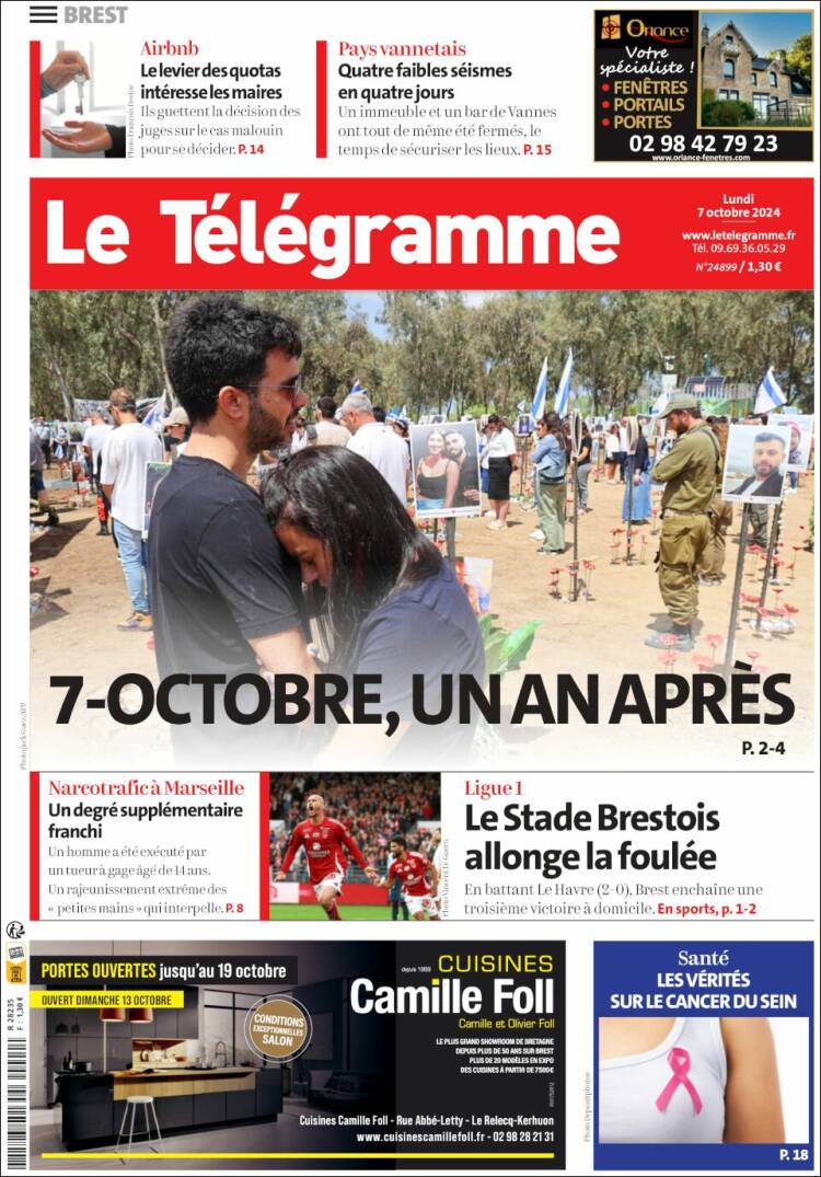 Portada de Télégramme (Francia)