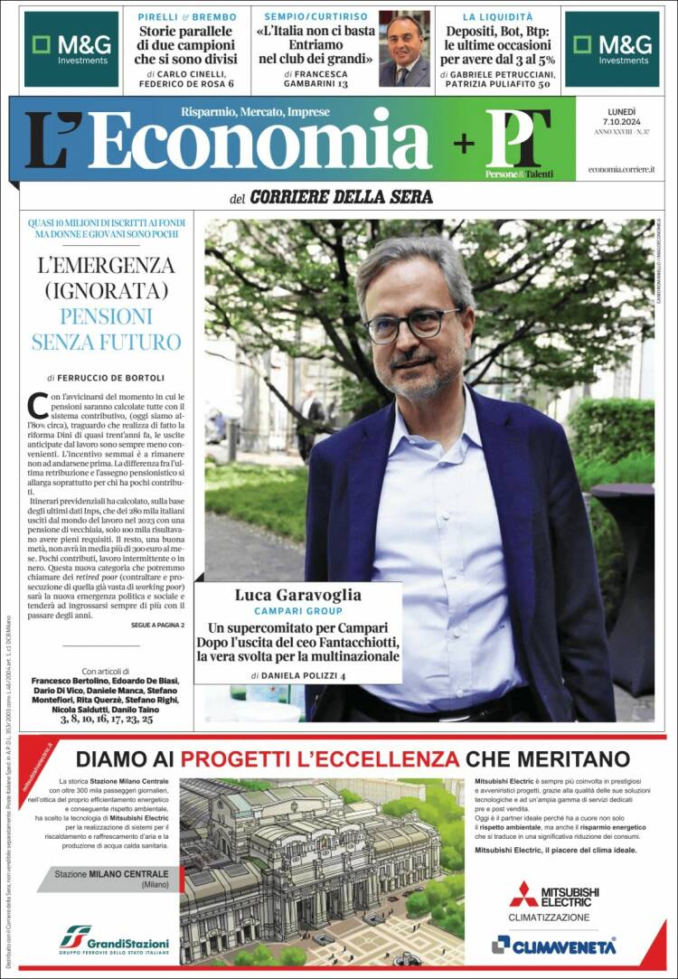 Portada de L'Economia (Italia)