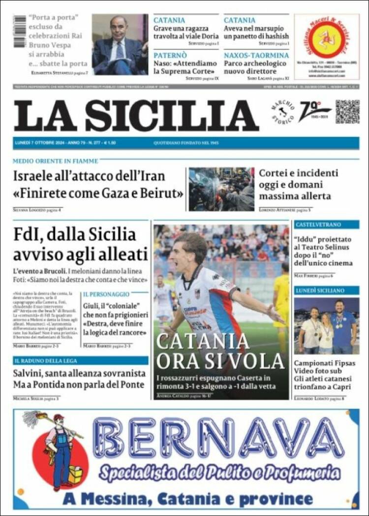 Portada de La Sicilia (Italia)