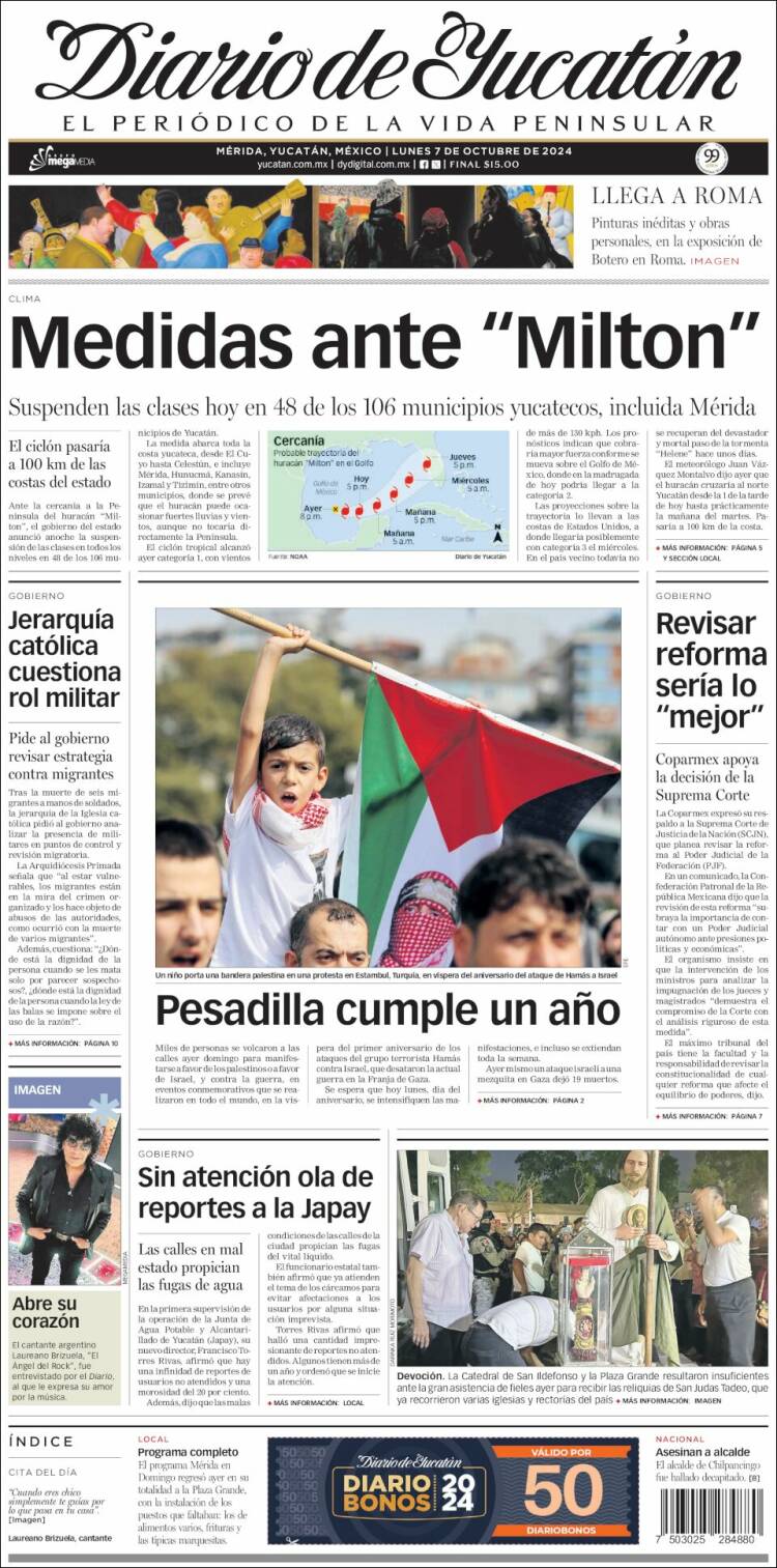 Portada de Diario de Yucatán (México)