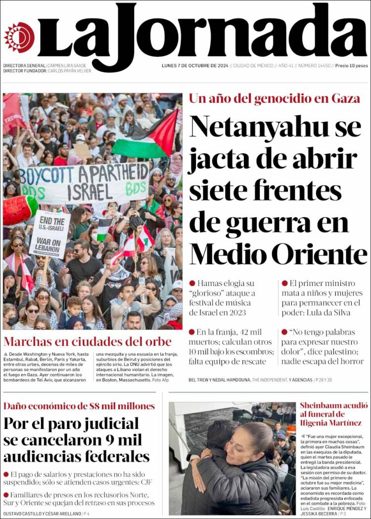 Portada de La Jornada (México)