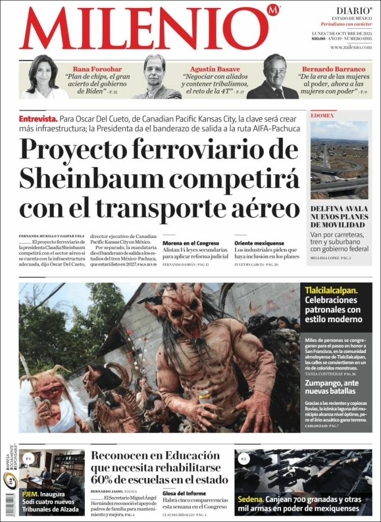 Portada de Milenio - Estado de México (México)