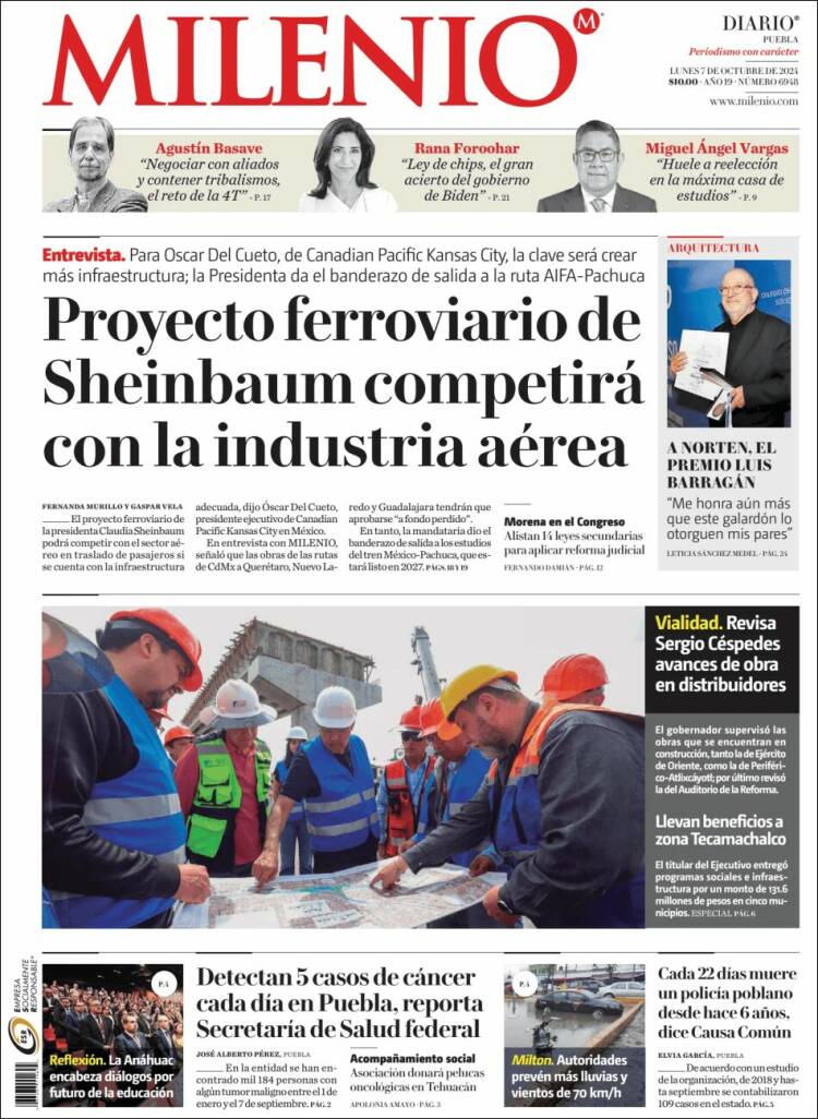 Portada de Milenio de Puebla (México)