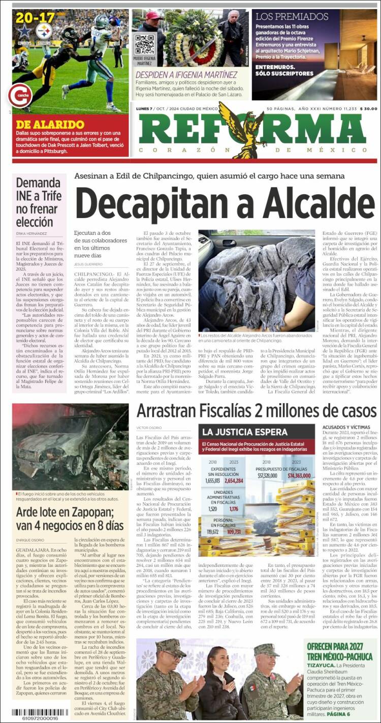 Portada de Reforma (México)