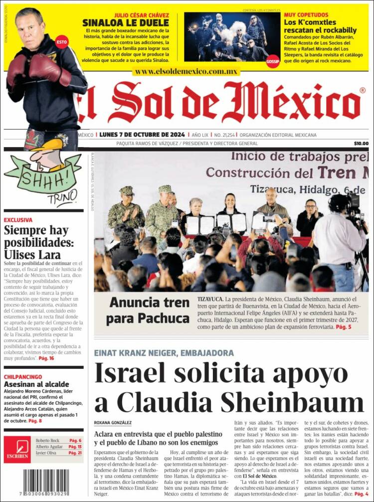 Portada de El Sol de México (México)