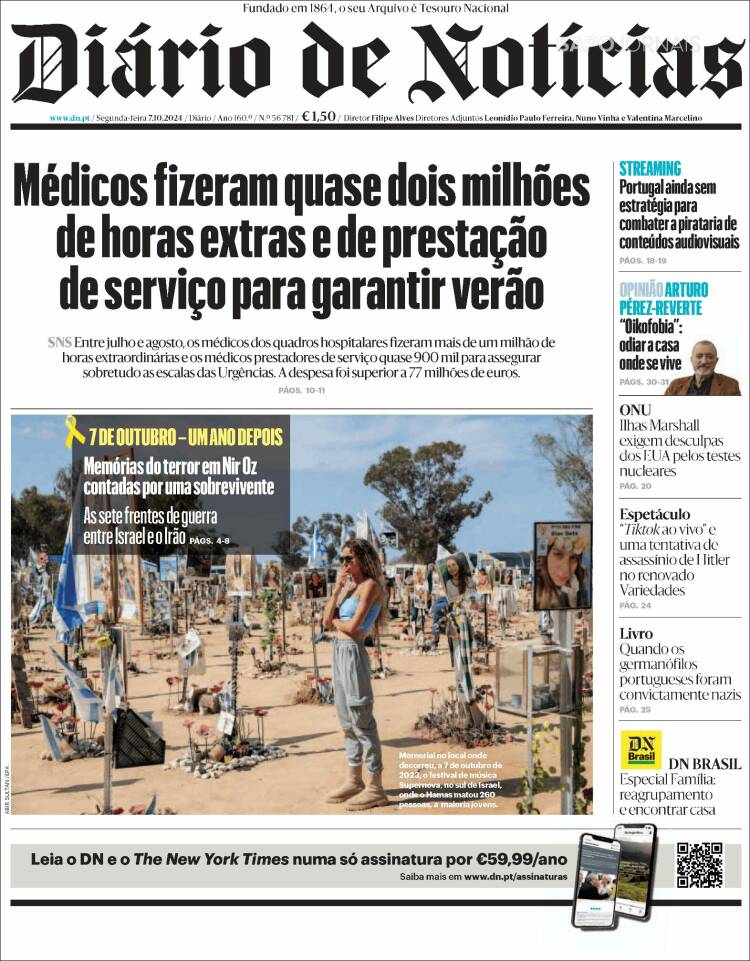 Portada de Diário de Noticias (Portugal)