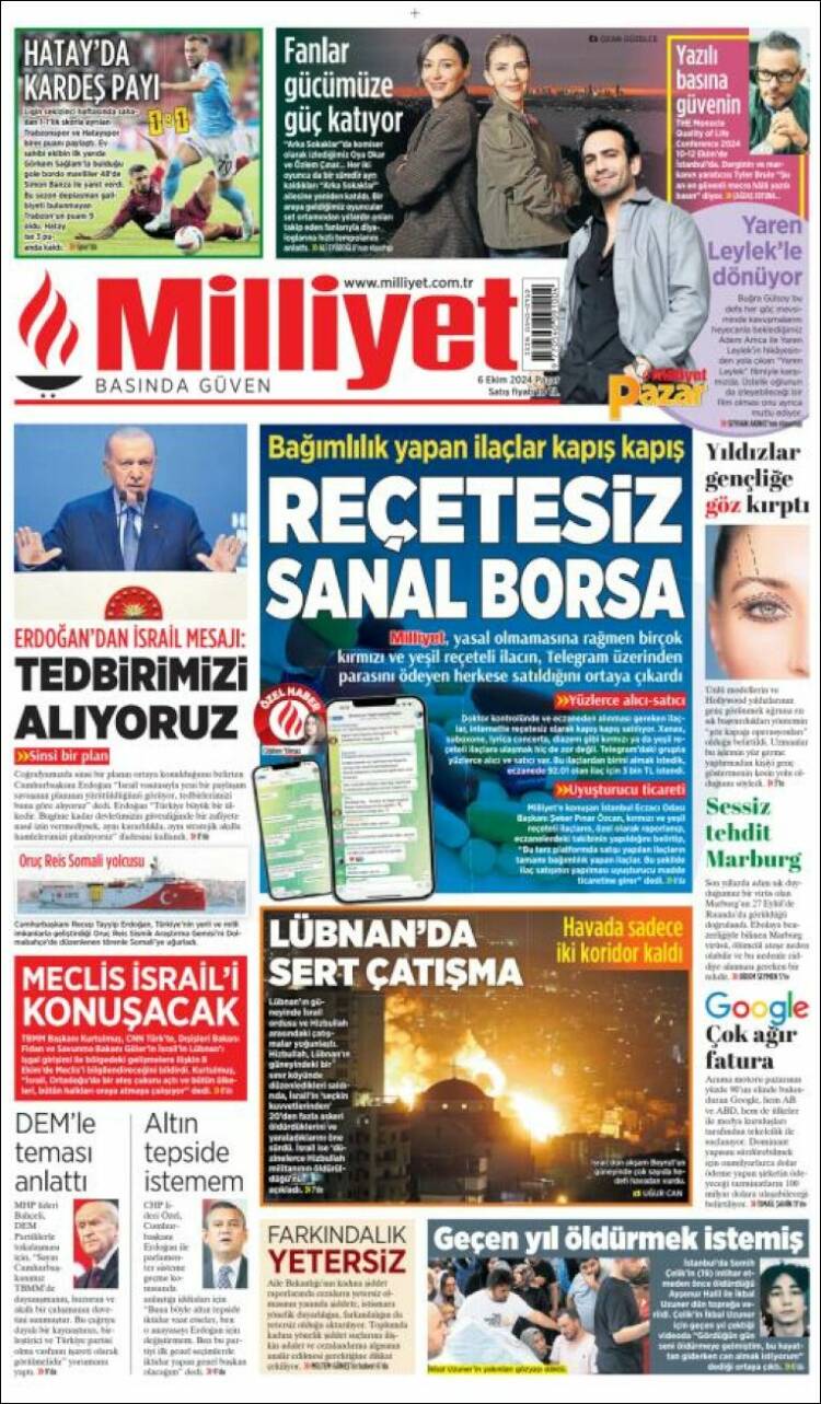 Portada de Milliyet (Turqu&iacute;a)