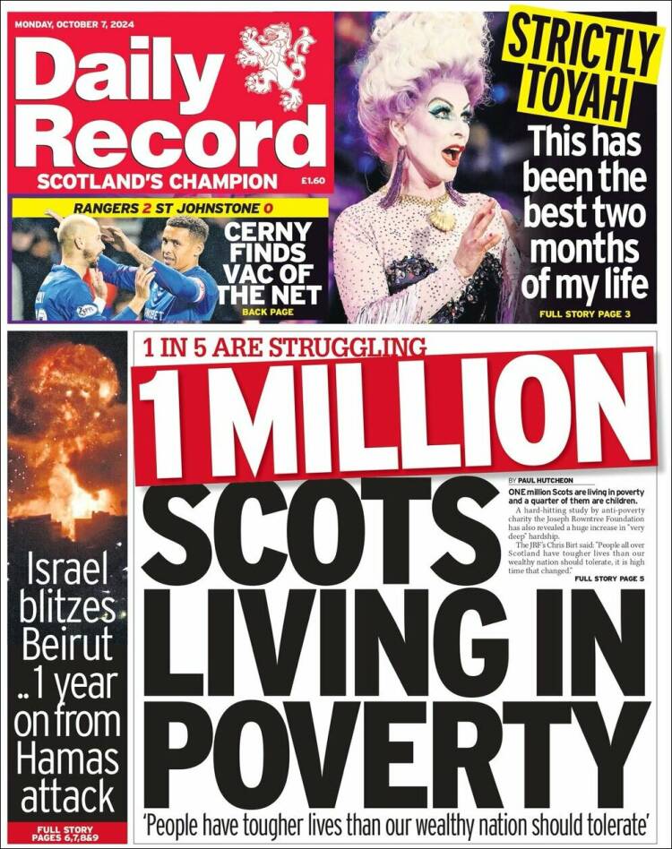 Portada de Daily Record (Reino Unido)