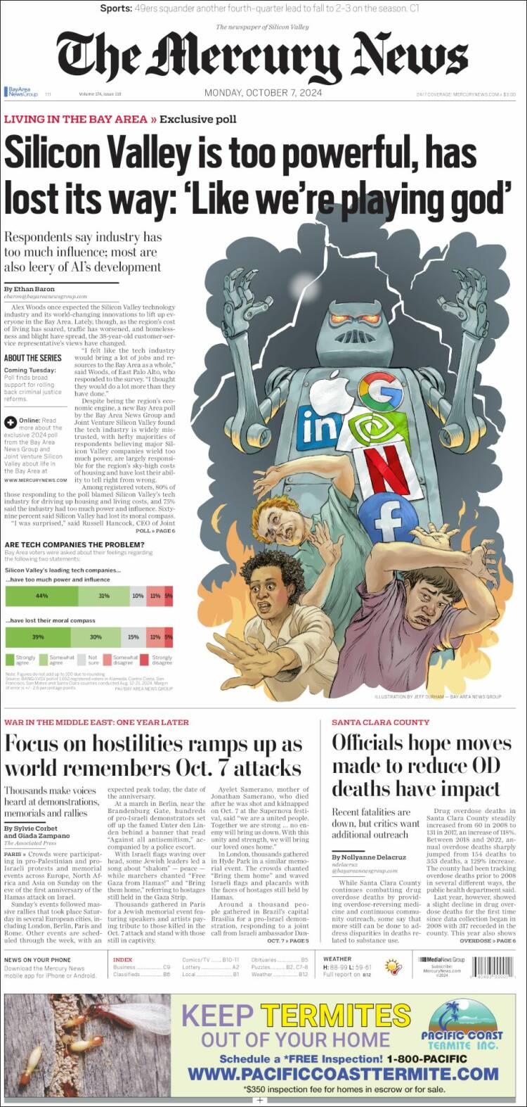 Portada de San Jose Mercury News (USA)