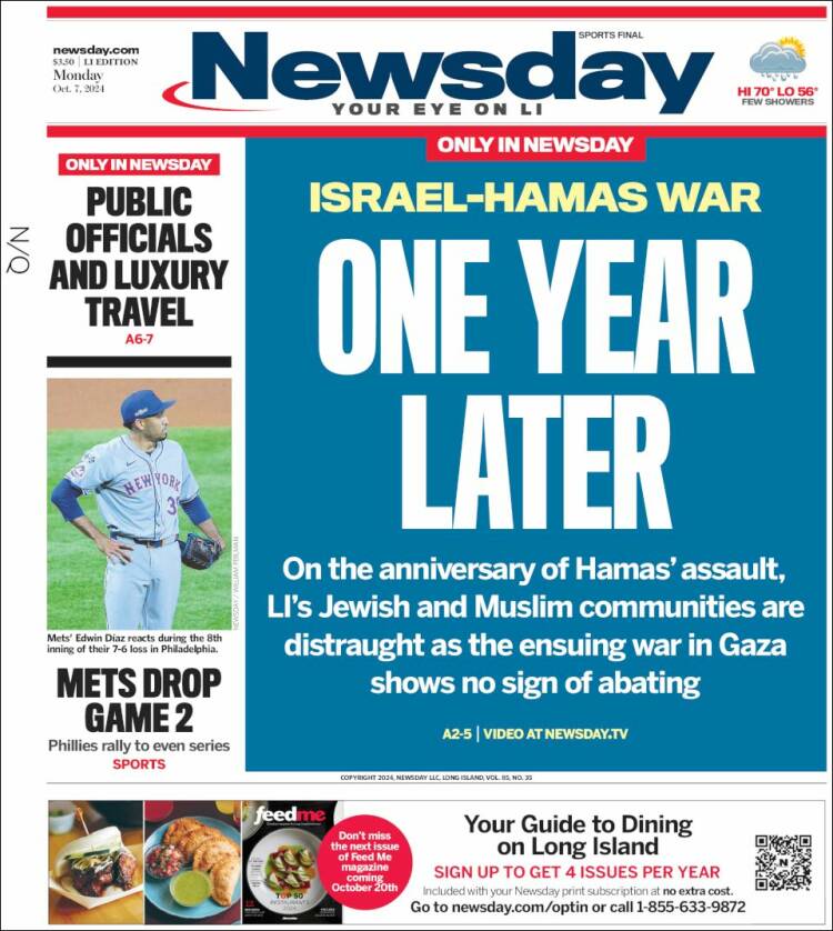 Portada de Newsday (USA)