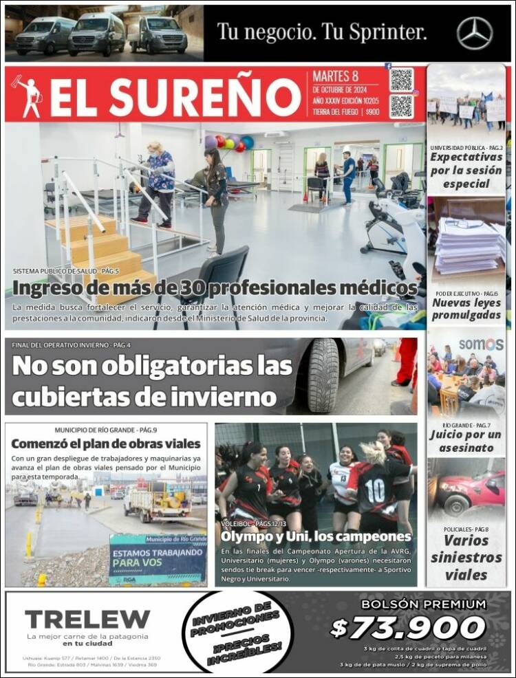 Portada de Diario El Sureño (Argentina)