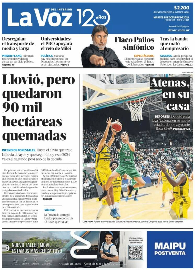 Portada de La Voz del Interior (Argentina)