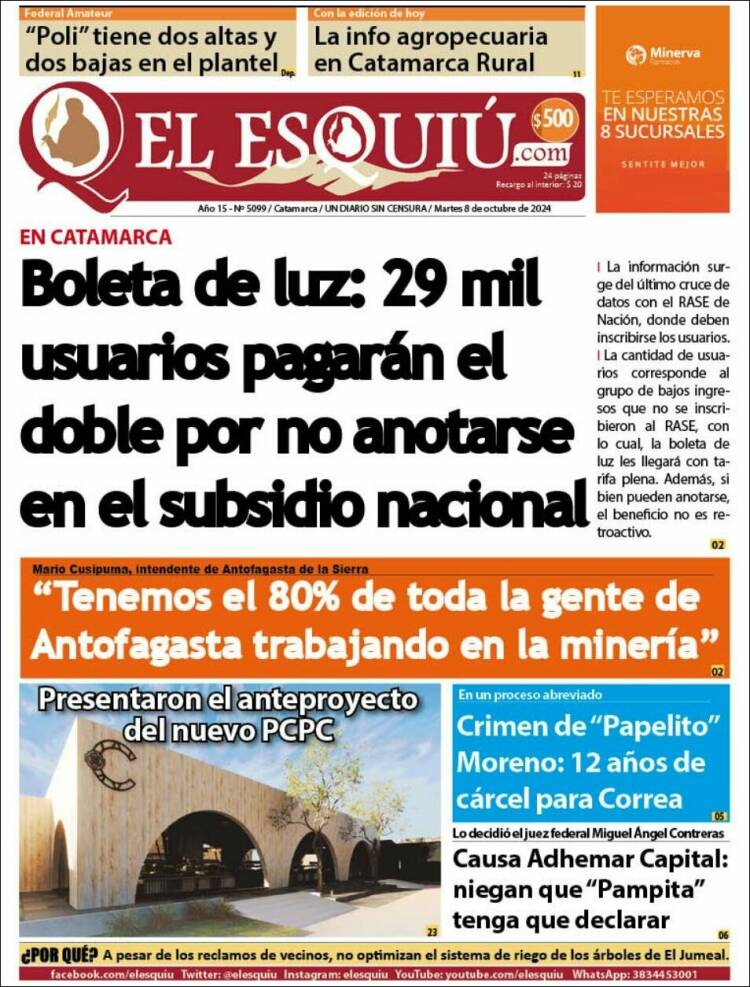 Portada de El Esquiu (Argentina)