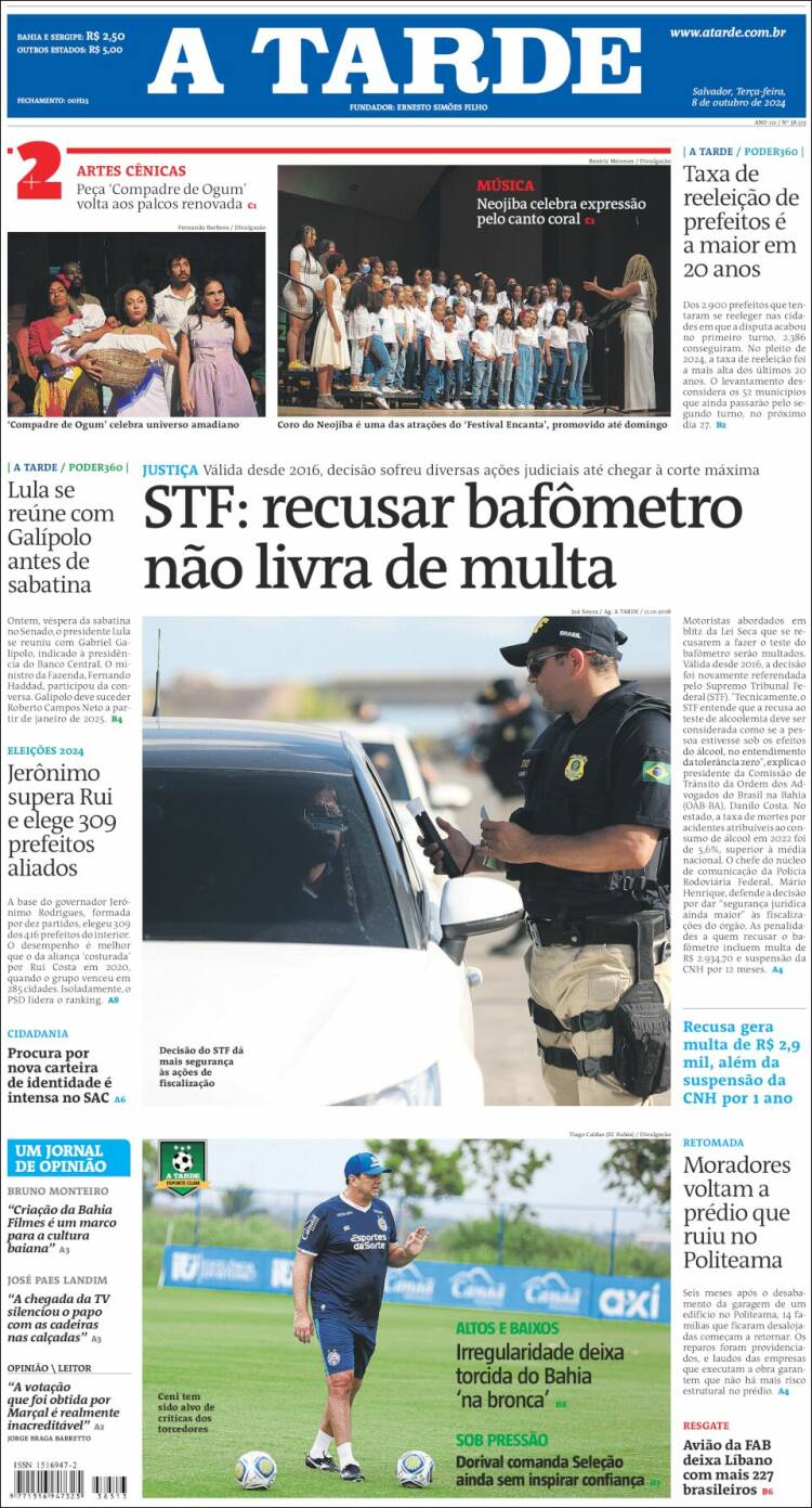 Portada de Diário A Tarde (Brasil)