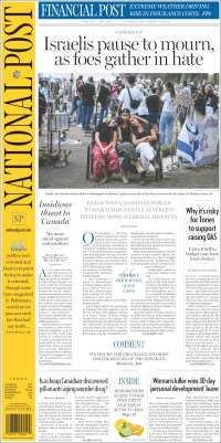 Portada de The National Post (Canadá)