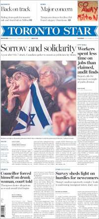 Portada de The Toronto Star (Canadá)