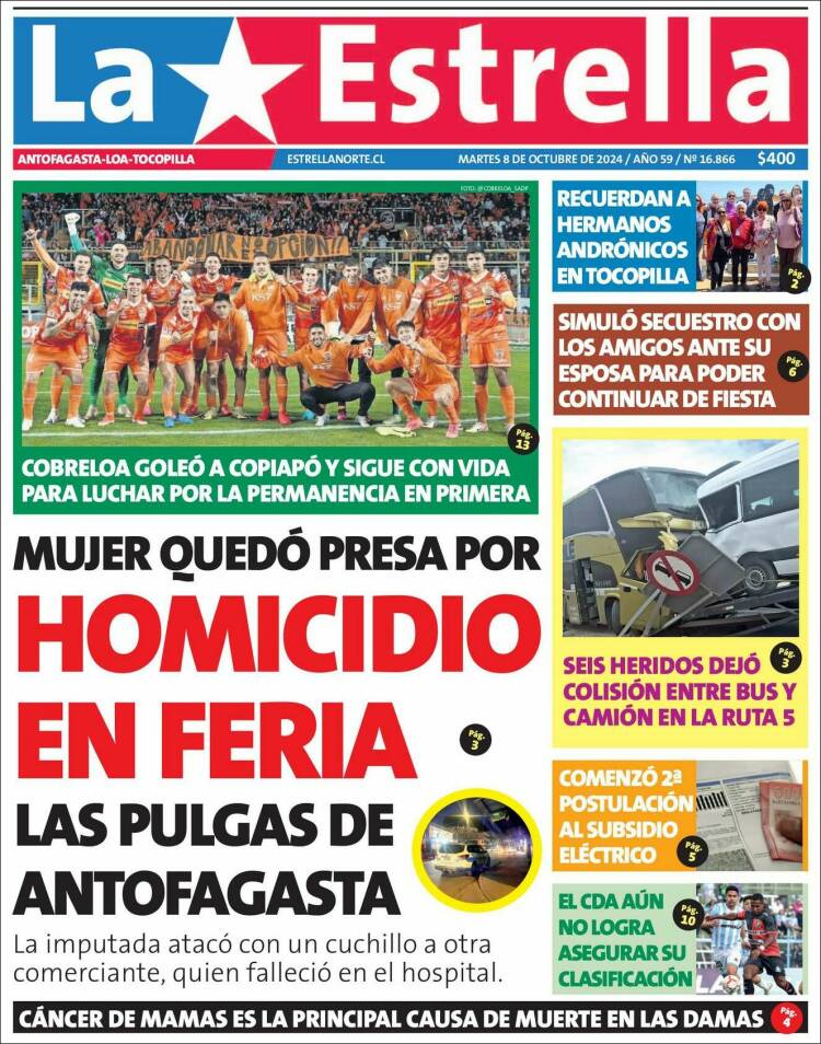 Portada de La Estrella del Norte (Chile)