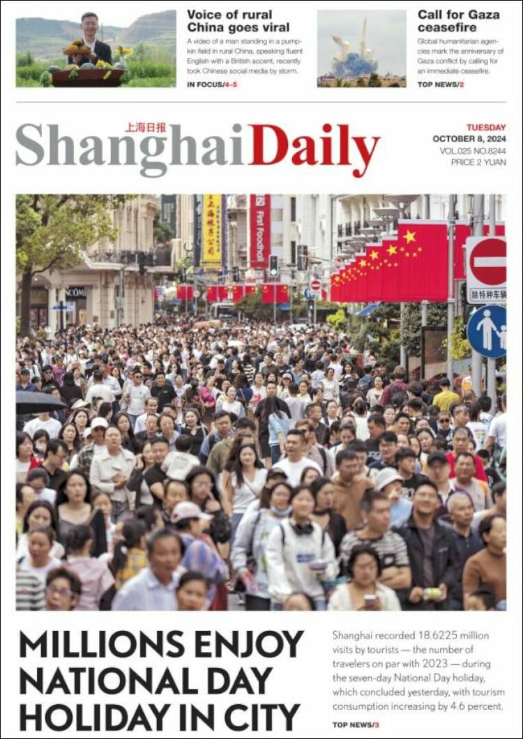Portada de Shanghai Daily (China)