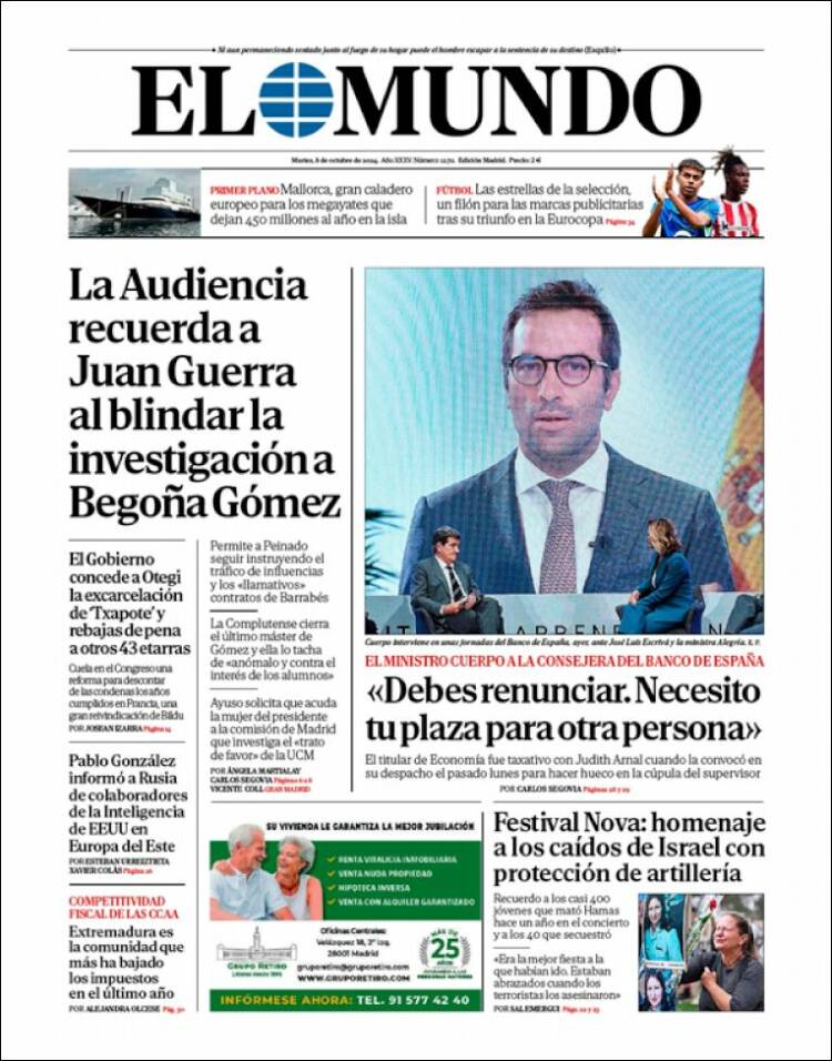 Portada de El Mundo (España)