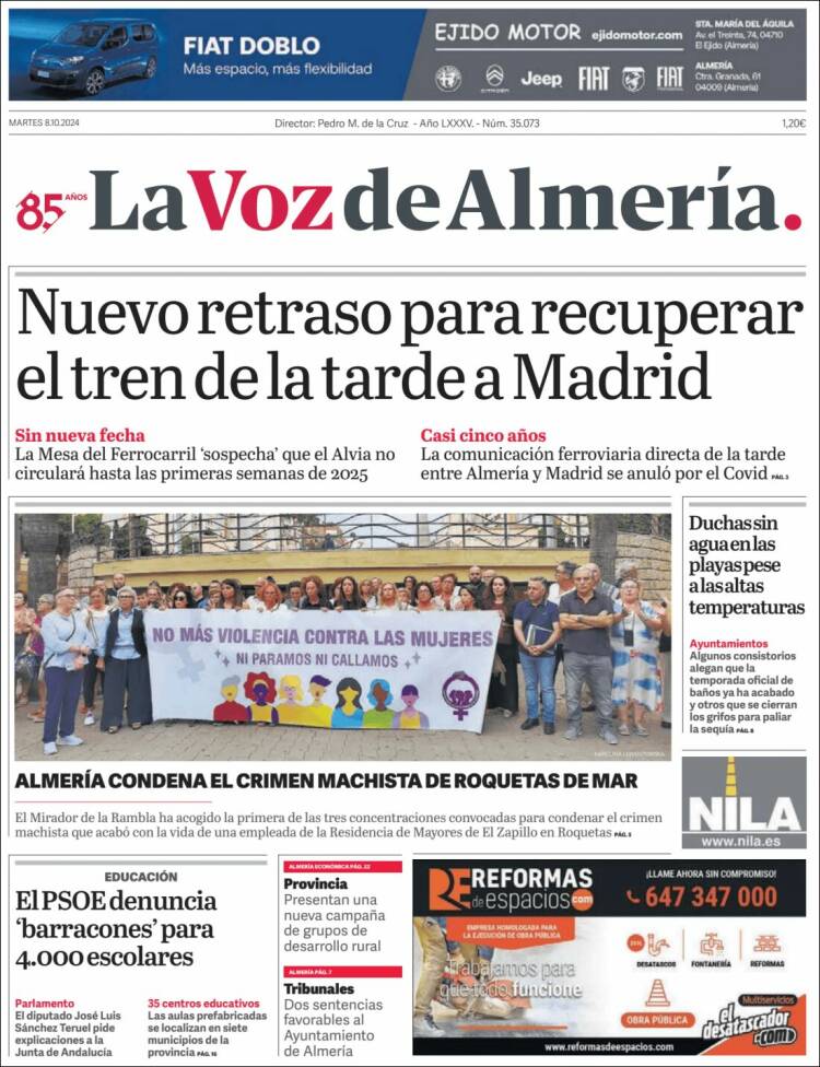 Portada de La Voz de Almería (España)