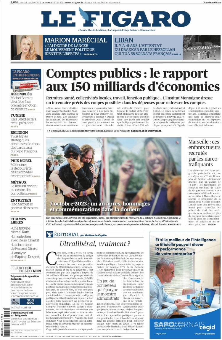 Portada de Le Figaro (Francia)