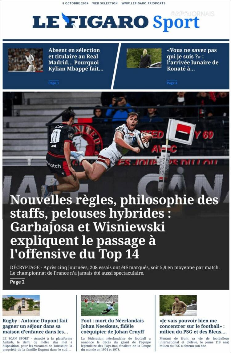 Portada de Le Figaro Sport (Francia)