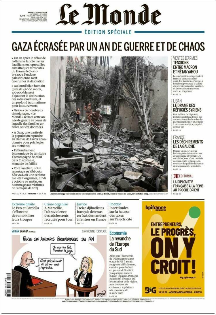 Portada de Le Monde (Francia)