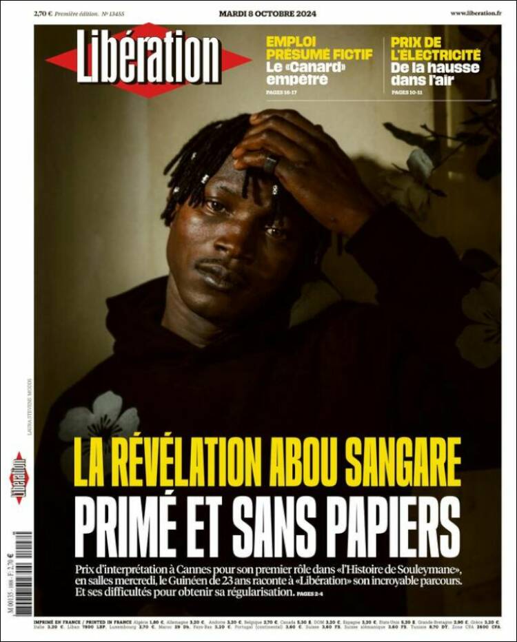 Portada de Libération (Francia)