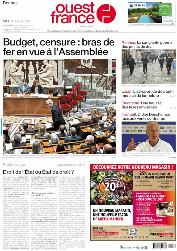 Portada de Ouest France (Francia)
