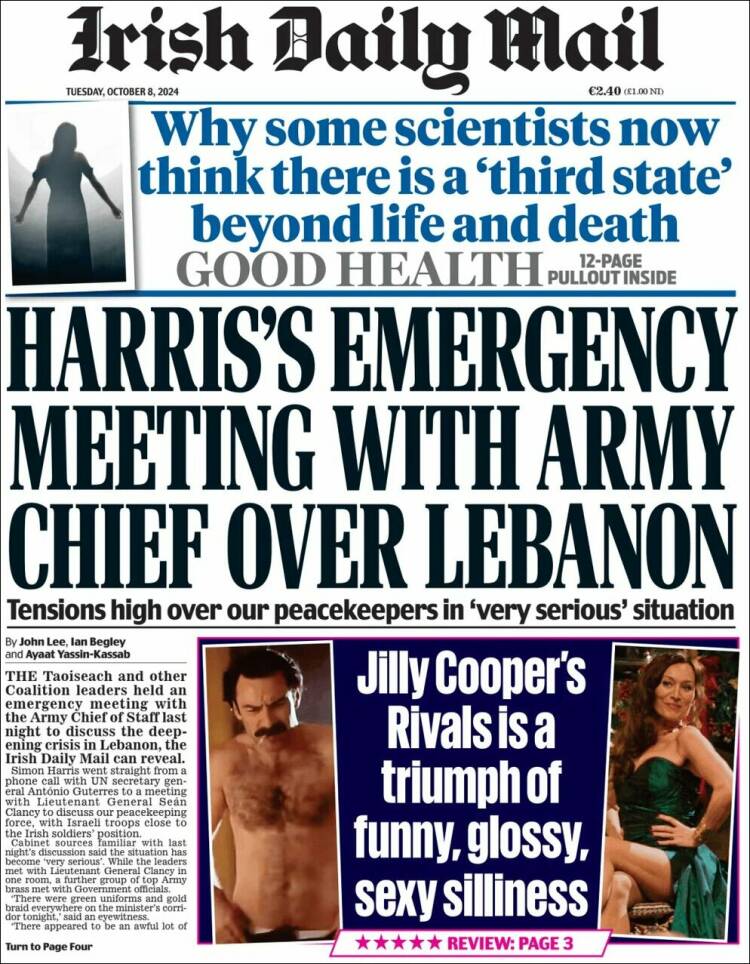 Portada de Irish Daily Mail (Irlanda)