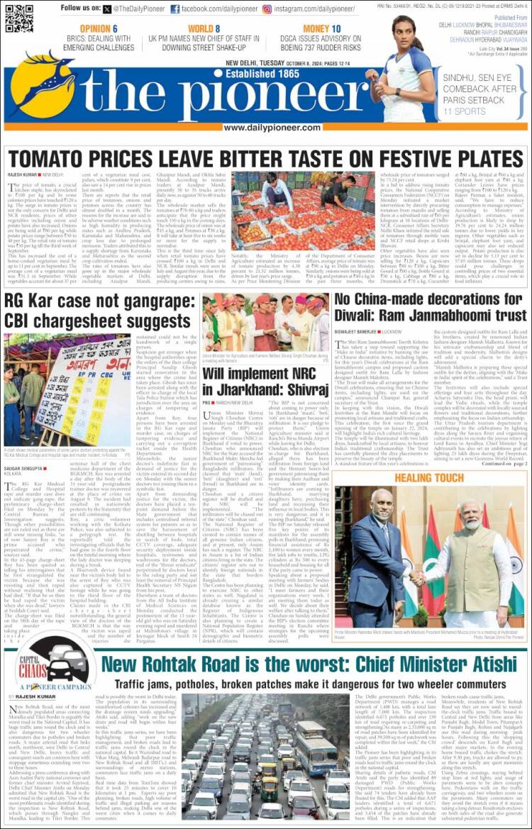 Portada de The Pioneer (India)