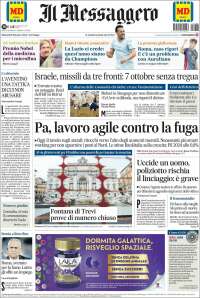 Portada de Il Messaggero (Italia)