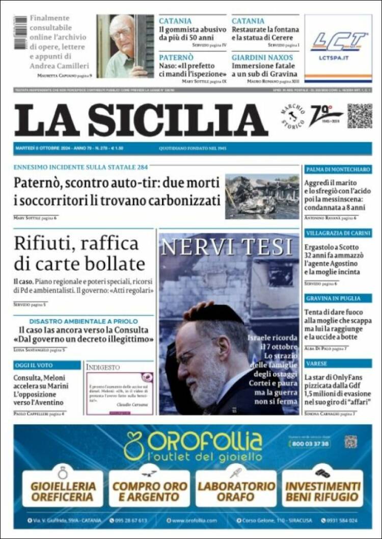 Portada de La Sicilia (Italia)