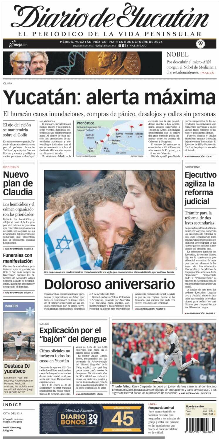 Portada de Diario de Yucatán (México)