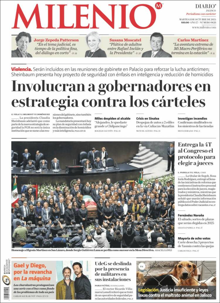Portada de Milenio - Jalisco (México)