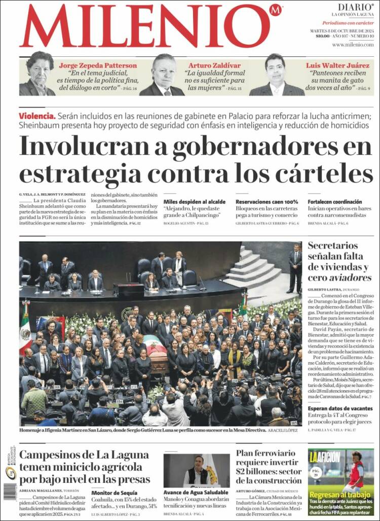 Portada de Milenio - Laguna (México)