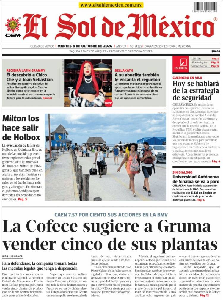 Portada de El Sol de México (México)