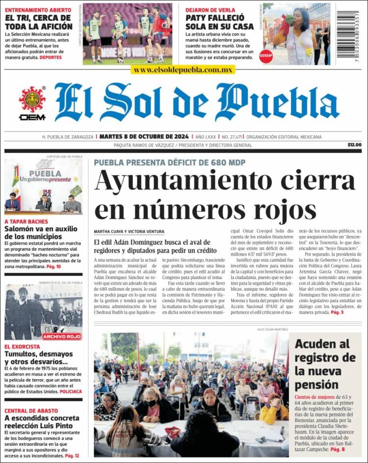 Portada de El Sol de Puebla (México)