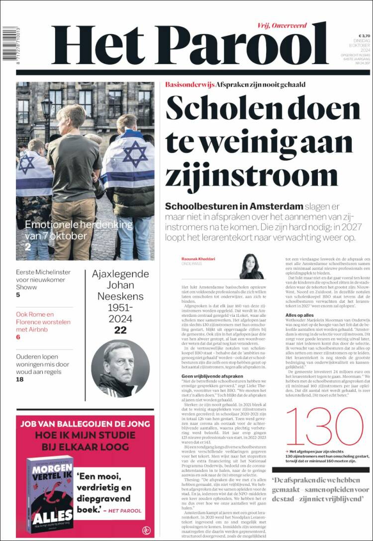 Portada de Het Parool (Pa&iacute;ses Bajos)