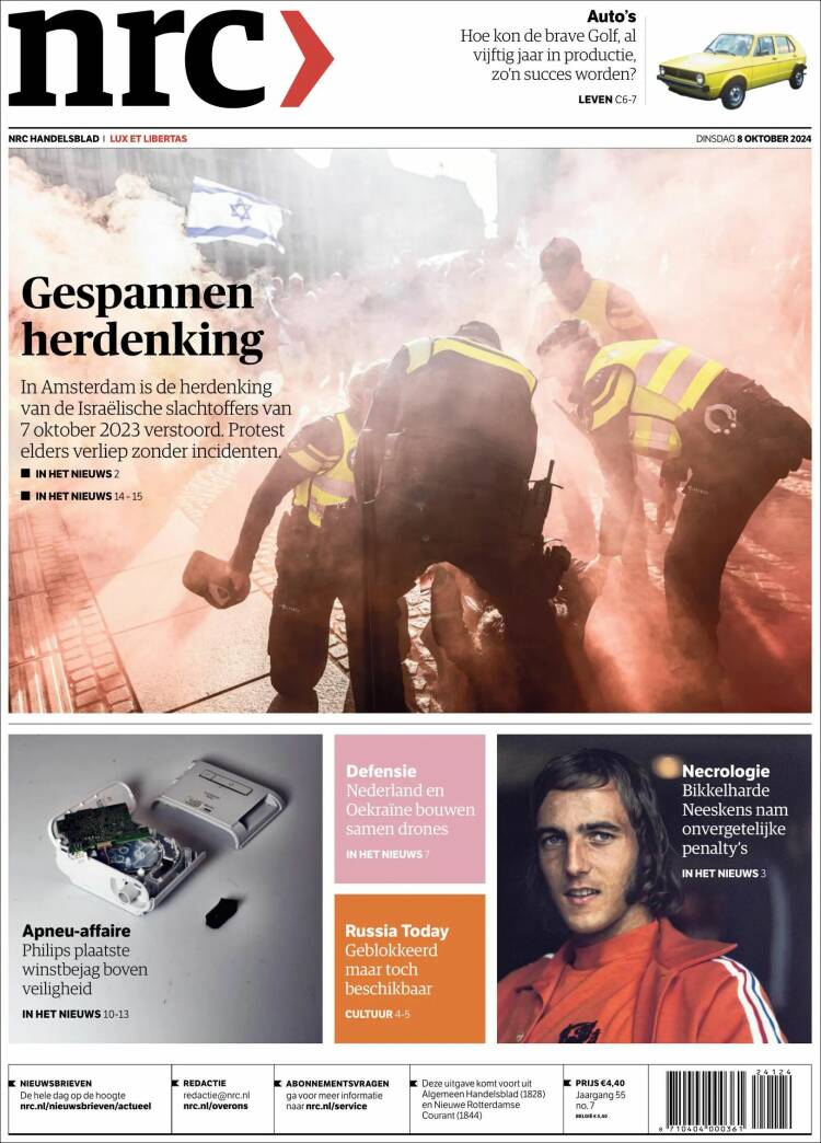 Portada de NRC Handelsblad (Pa&iacute;ses Bajos)