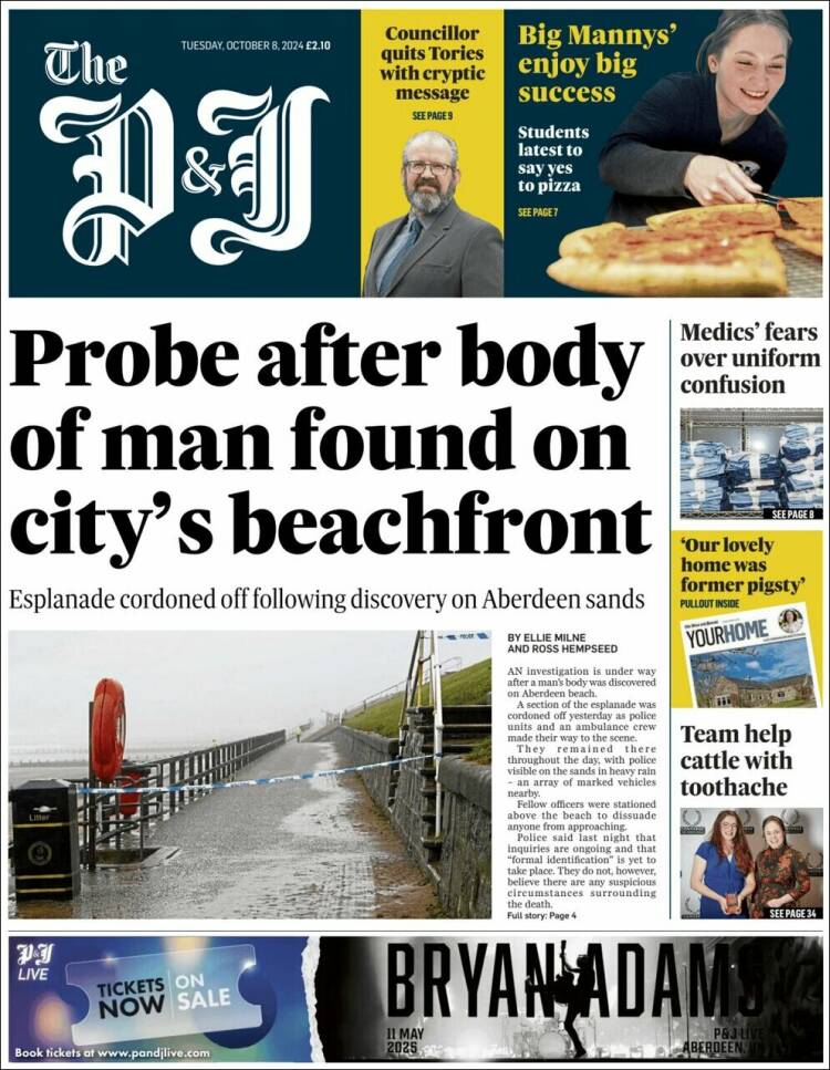 Portada de The Press and Journal (Reino Unido)