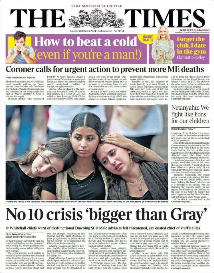 Portada de The Times (Reino Unido)