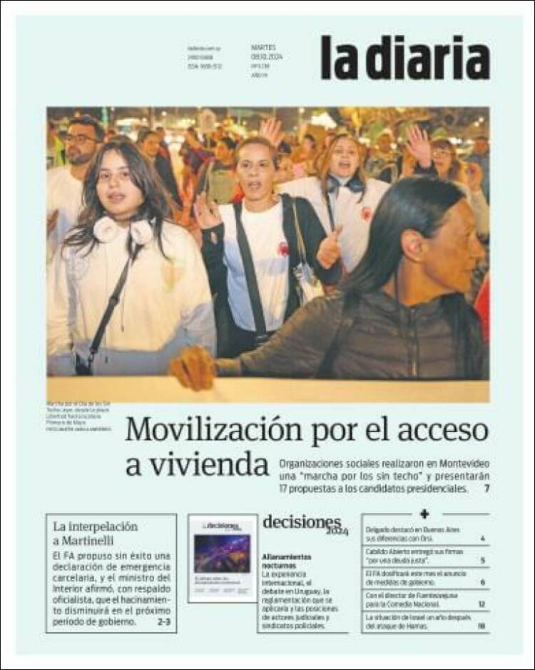 Portada de La Diaria (Uruguay)