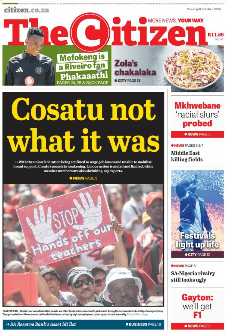 Portada de The Citizen (Sud&aacute;frica)