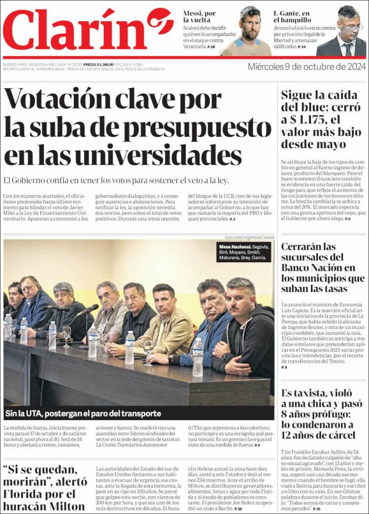 Portada de Clarín (Argentina)