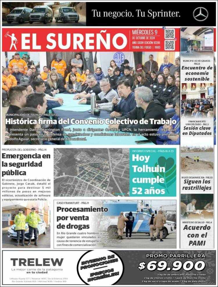 Portada de Diario El Sureño (Argentina)
