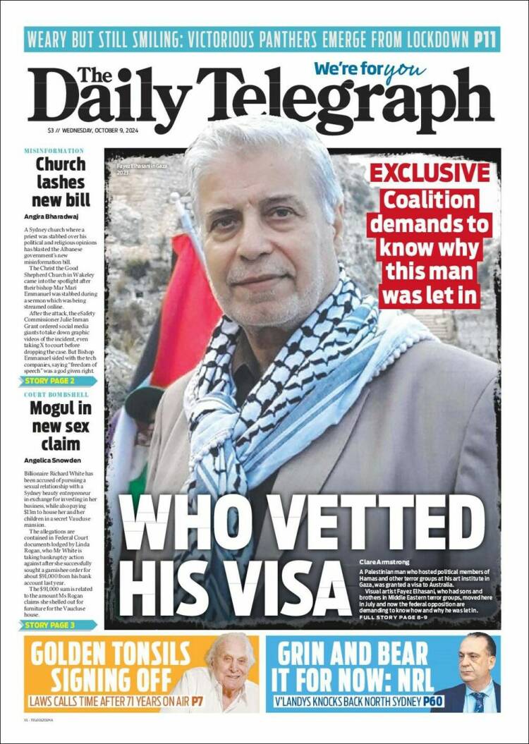 Portada de The Daily Telegraph (Australia)